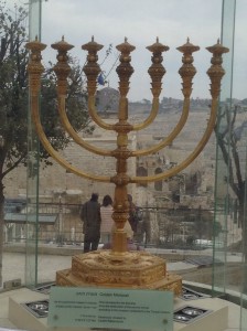 Full scale menorah overlooking Temple Mount--a reminder to all that the 3rd Temple is being readied...