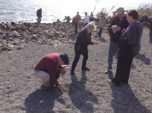 Pastor Rom, Jean Walker, Steve Colden & Julie Colden (with others in the background) at Tabgha...